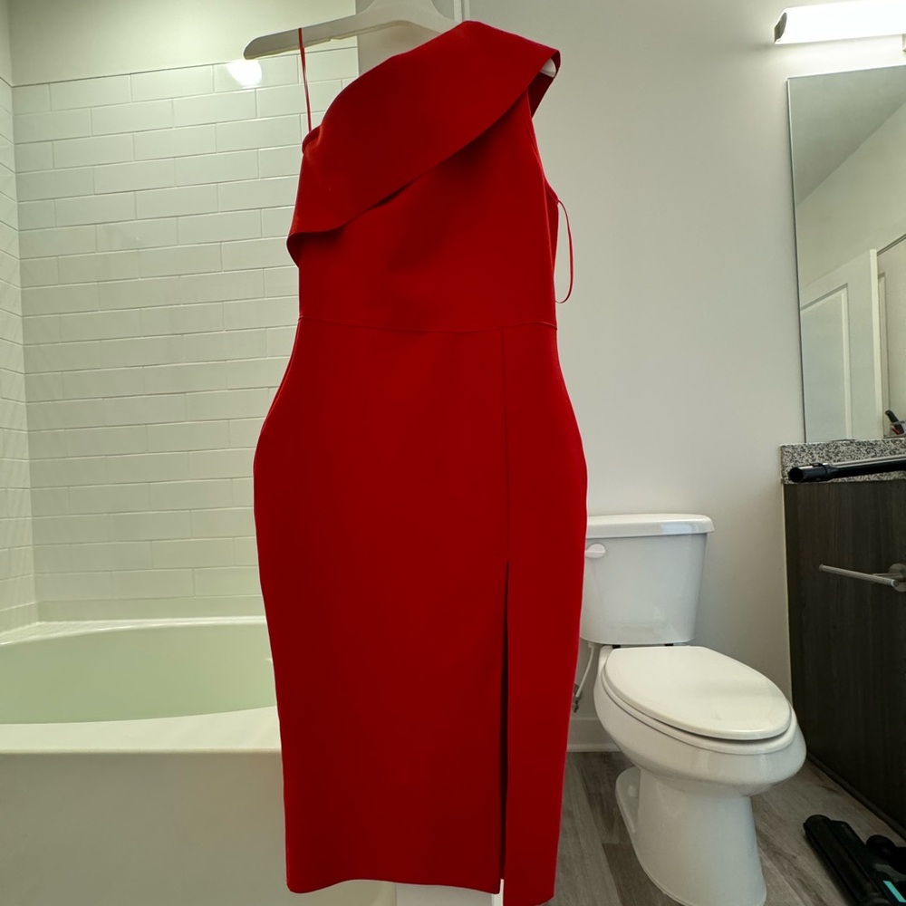 Red One Shoulder Bodycon Party Dress